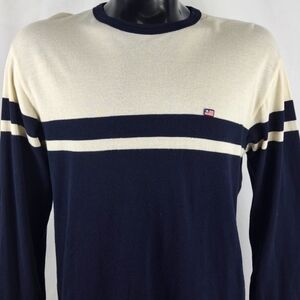 Vintage Polo Jeans Ralph Lauren lightweight long-sleeved blue & cream med shirt